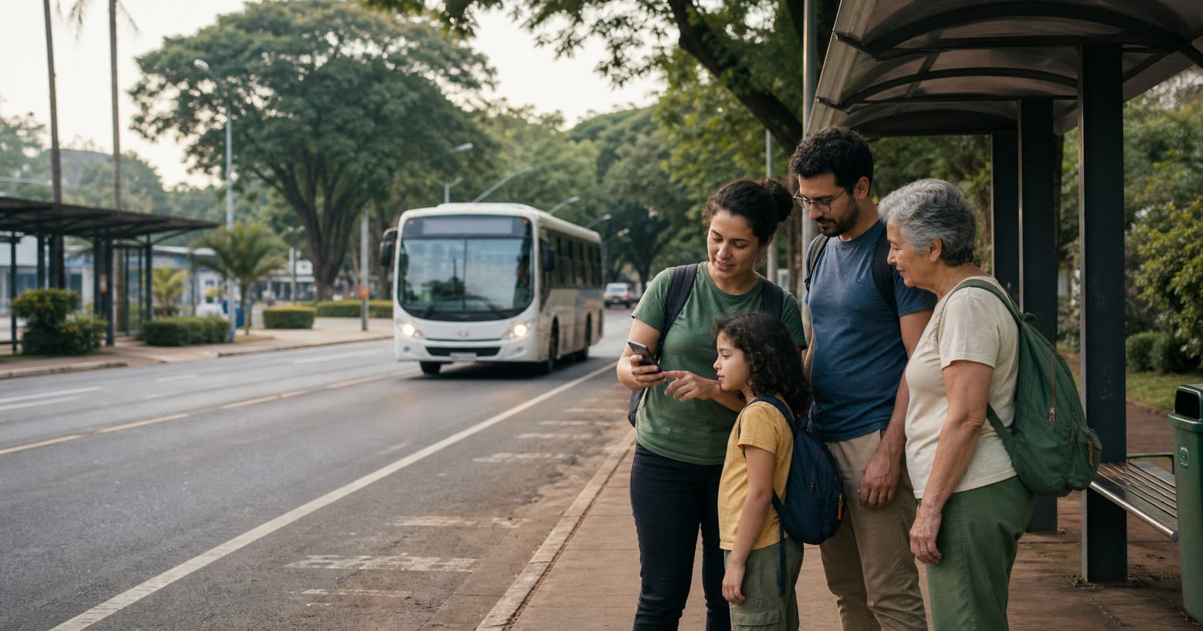 Ônibus urbano circula por Foz do Iguaçu em um guia para conhecer a cidade sem carro